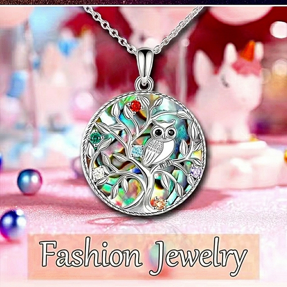 Fashion Jewelry Silvertone Owl/Tree of Life Pendant Necklace, NWOT - Picture 4 of 4